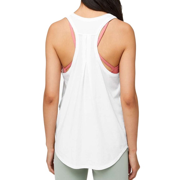 Lululemon Love Tank Pleated Pima Cotton Blend Curved Hem Racerback Top - Size 4 - Picture 1 of 5